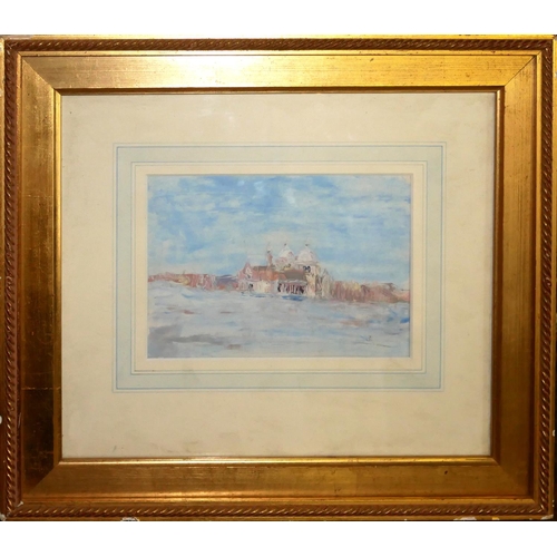 526 - J.S.,20TH CENTURY GOUACHE, VENETIAN SCENE
Signed with initials, mounted, framed and glazed.
(36cm x ... 