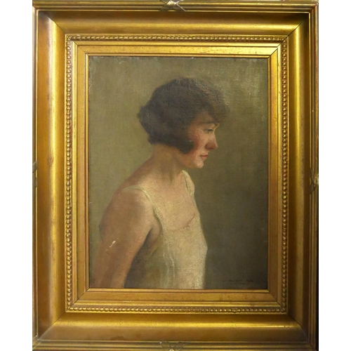 559 - JOSEPH MILNER KITE, 1862 - 1945, OIL ON CANVAS
Female half length portrait, signed, gilt framed.