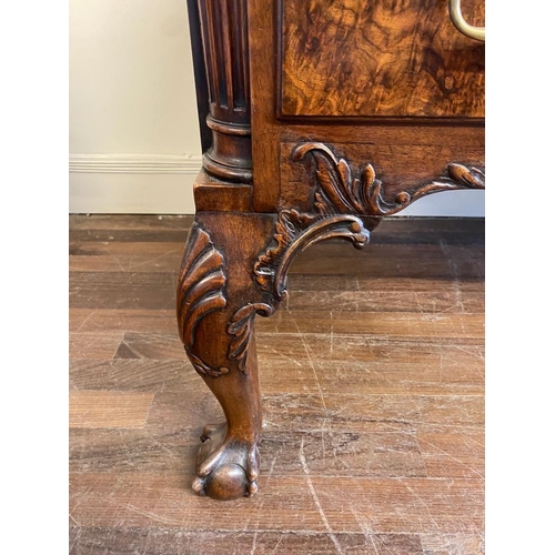 572 - A 19TH CENTURY GEORGE I STYLE WALNUT DESK
With galleried back, protruding rounded corners above and ... 
