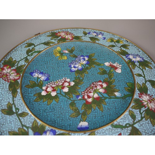 430 - A CHINESE JIAQING PERIOD CLOISONNÉ PLATE
Decorated with central flowering branches and butterfly on ... 