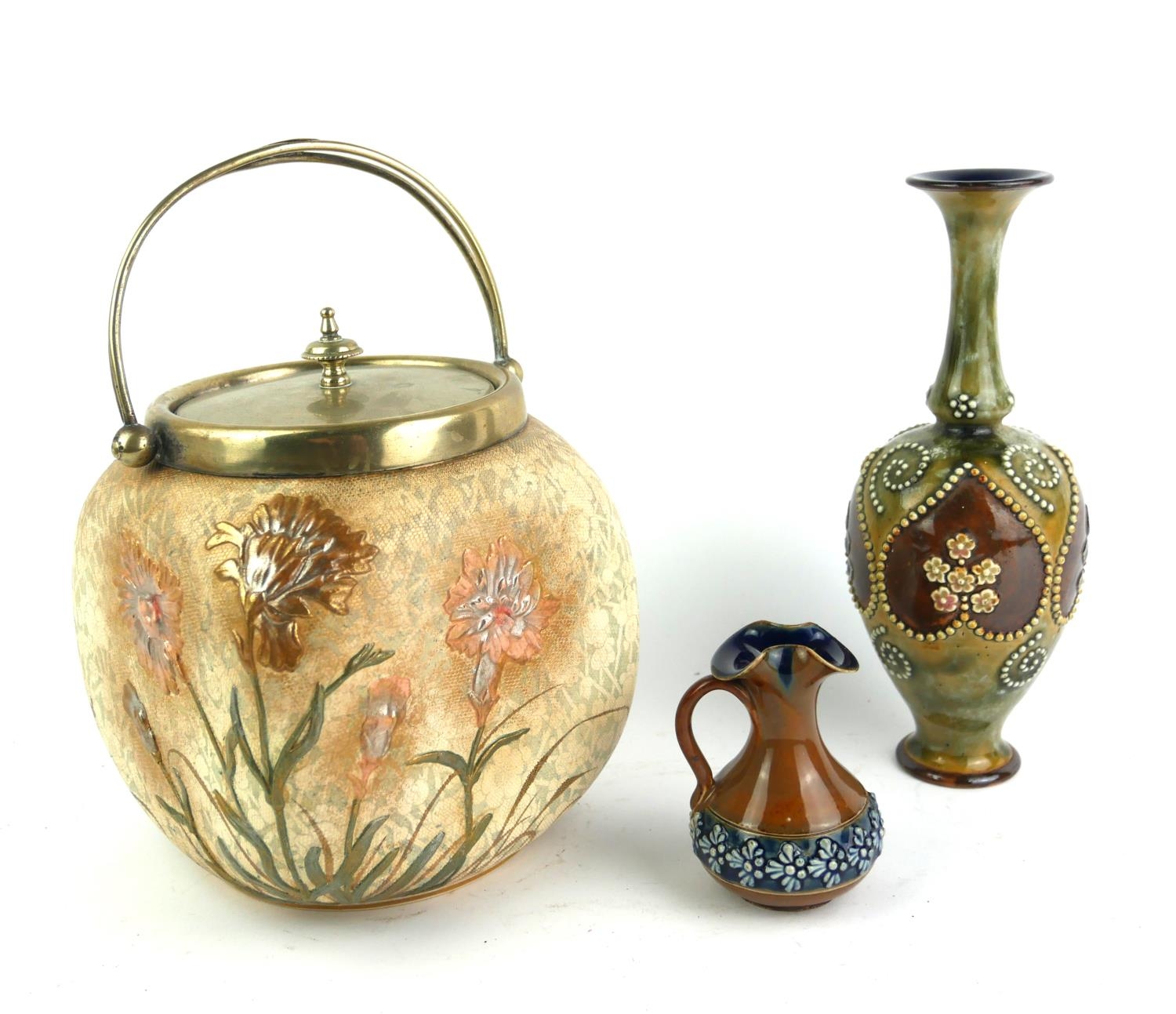 Doulton Burslem buy Pomegranate Art Nouveau Biscuit Barrel, ca 1891.