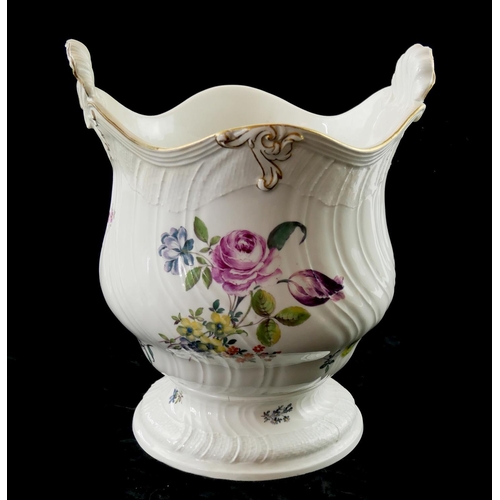 245 - MEISSEN, AN 18TH CENTURY PRE ACADEMIC HARD PASTE PORCELAIN WINE COOLER
Painted with floral sprays an... 