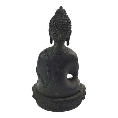 62 - A BRONZE SEATED BUDDHA (ALSO KNOWN AS SHAKYAMUNI BUDDHA)
(h 33cm)

Condition: good