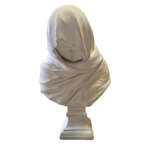 44 - A 20TH CENTURY DECORATIVE PLASTER SCULPTURE, BUST OF A YOUNG GIRL AFTER VICTORIANA 
Stamped on back ... 