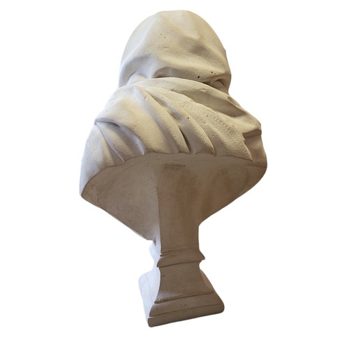 44 - A 20TH CENTURY DECORATIVE PLASTER SCULPTURE, BUST OF A YOUNG GIRL AFTER VICTORIANA 
Stamped on back ... 