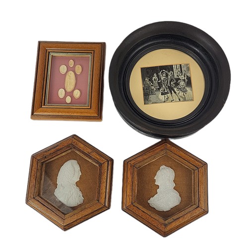45 - A 19TH CENTURY MINIATURE WAX BUST OF GEORGE III
Along with a Georgian wax miniature of John Locke, a... 