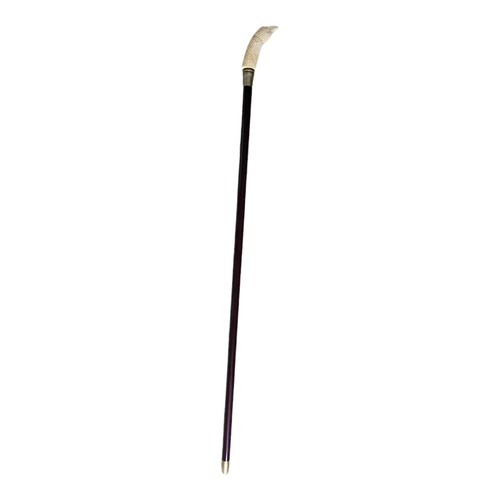 30 - A CARVED POLISHED BONE HANDLED BIRD HEAD WALKING STICK.
(h 92cm)

Condition: good