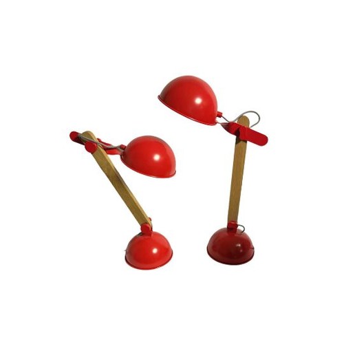 23A - A PAIR OF CONRAN DESIGN RED STEEL AND OAK ADJUSTABLE TABLE LAMPS.
(43cm)

Condition: good throughout... 