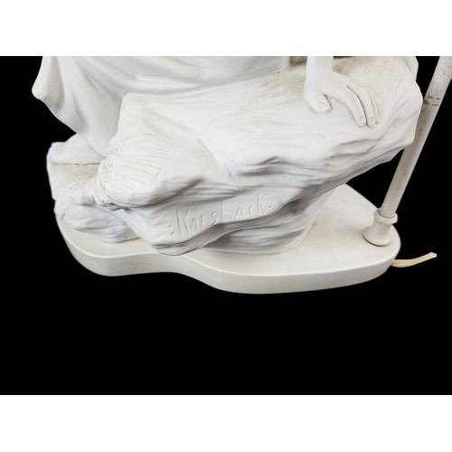 4 - A VINTAGE AMERICAN PARIAN FIGURAL TABLE LAMP, MOTHER AND CHILD. 

Condition: good overall, in need o... 
