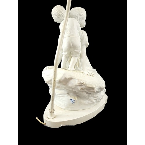 4 - A VINTAGE AMERICAN PARIAN FIGURAL TABLE LAMP, MOTHER AND CHILD. 

Condition: good overall, in need o... 