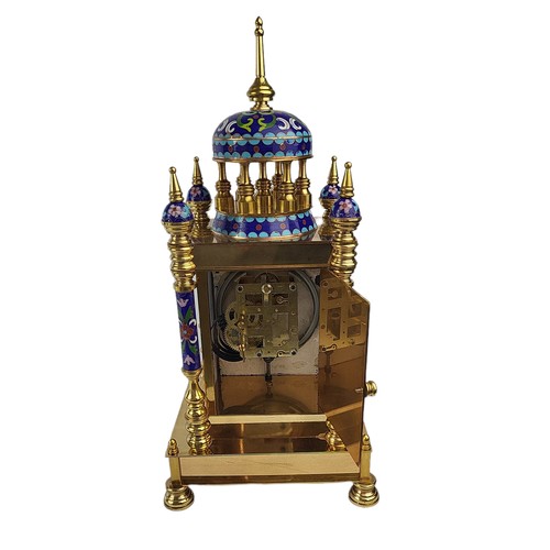 2 - A 19TH CENTURY DESIGN CLOISONNÉ AND PORCELAIN MANTLE CLOCK
With floral decorated panels, chiming mov... 