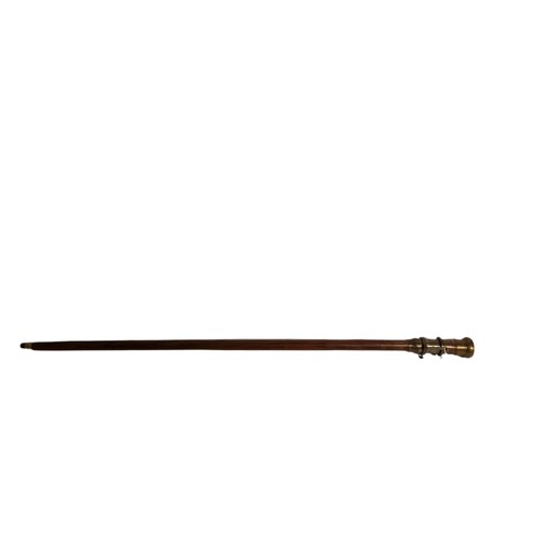 174 - A WALKING STICK INCORPORATING A BRASS TELESCOPE AND COMPASS.
(h 99cm)

Condition: good