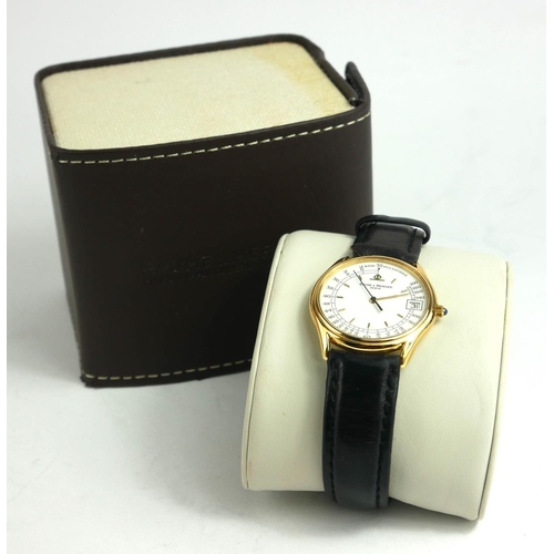 58 - BAUME AND MERCIER, PULSATIONS, A GENT’S 18CT GOLD GENT’S WRISTWATCH
Circular white dial with calenda... 
