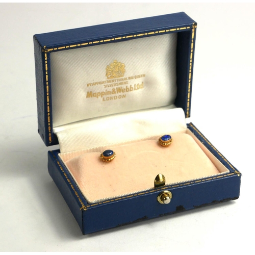 60 - MAPPIN & WEBB, A PAIR OF YELLOW METAL AND BLUE OPAL EARRINGS
Cabochon cut stones with stud backs, in... 
