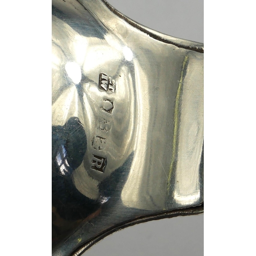 24 - A GEORGIAN PROVINCIAL IRISH SILVER INKWELL STAND
Gadrooned to borders, with infrared family crests, ... 