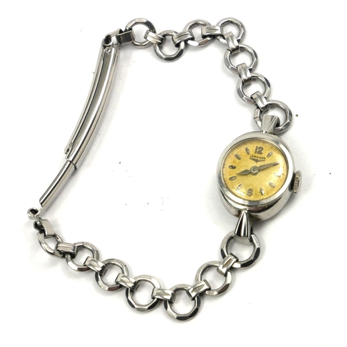 30 - LONGINES, A VINTAGE STAINLESS STEEL LADIES’ WRISTWATCH
Arabic number markings and spherical pierced ... 