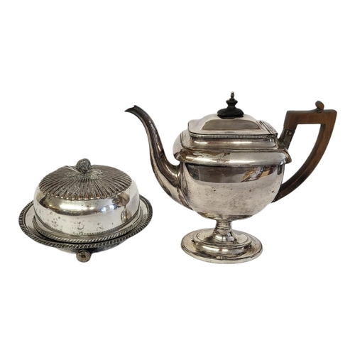 41 - A GEORGIAN SHEFFIELD PLATE RECTANGULAR COFFEE POT
Classical form, on oval pedestal foot, having a ca... 