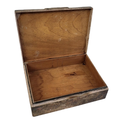 80 - A LARGE EARLY 20TH CENTURY STERLING SILVER RECTANGULAR CIGARETTE BOX
With wooden interior, hallmarke... 