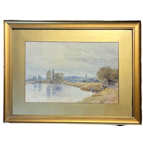 416 - A LATE VICTORIAN BRITISH SCHOOL WATERCOLOUR, RURAL COUNTRY LANDSCAPE, VIEW OF AN ANGELICAN CHURCH BY... 