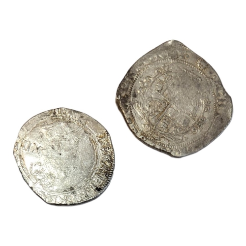 31a - KING CHARLES I, 1625 - 1649, TWO SILVER HAMMERED COINS
A half crown coin with horse and rider and sh... 