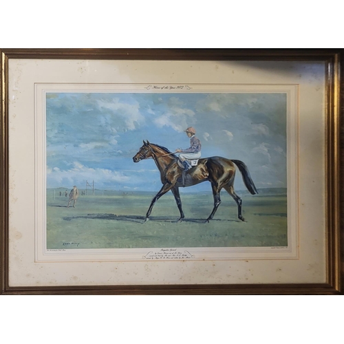 483 - AFTER ORIGINAL PAINTING BY KEITH MONEY, BRIGADIER GERARD, HORSE OF THE YEAR, 1972
Ridden by Joe Merc... 