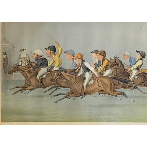 484 - A NEAR PAIR OF LATE VICTORIAN RACING PRINTS
Titled ‘The Winning Post’ and ‘Newmarket -Tattersalls - ... 