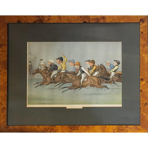 484 - A NEAR PAIR OF LATE VICTORIAN RACING PRINTS
Titled ‘The Winning Post’ and ‘Newmarket -Tattersalls - ... 