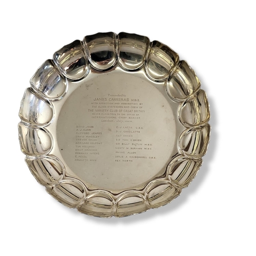 18 - A VINTAGE SILVER 'VARIETY CLUB' CIRCULAR PRESENTATION BOWL
With fluted edge, hallmarked William Comy... 