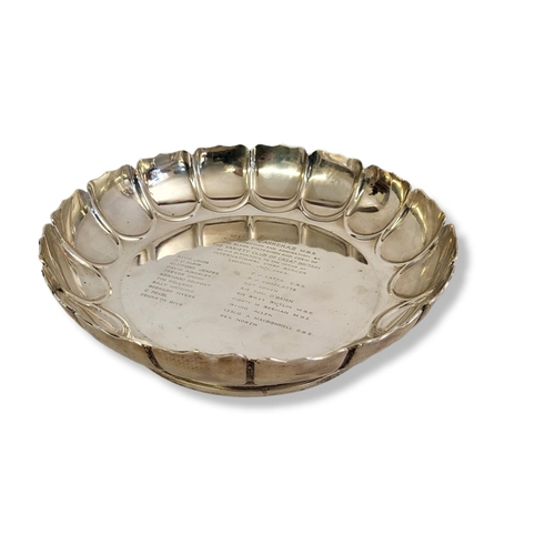 18 - A VINTAGE SILVER 'VARIETY CLUB' CIRCULAR PRESENTATION BOWL
With fluted edge, hallmarked William Comy... 
