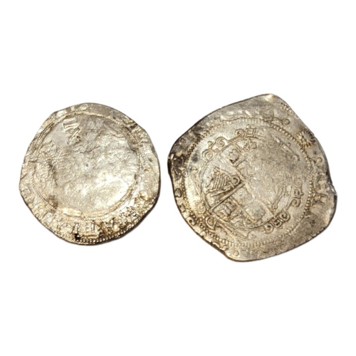 31a - KING CHARLES I, 1625 - 1649, TWO SILVER HAMMERED COINS
A half crown coin with horse and rider and sh... 