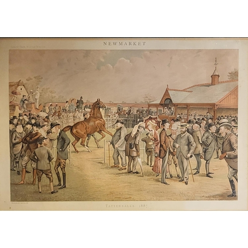 484 - A NEAR PAIR OF LATE VICTORIAN RACING PRINTS
Titled ‘The Winning Post’ and ‘Newmarket -Tattersalls - ... 