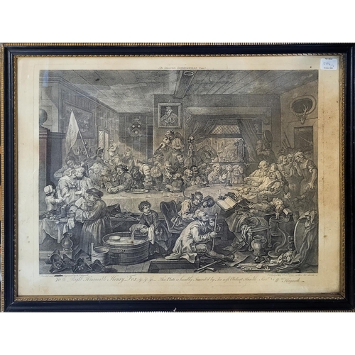 504 - WILLIAM HOGARTH, 1697 - 1764, A SET OF FOUR BLACK AND WHITE ENGRAVINGS
Titled 'The Election Entertai... 