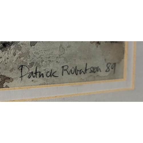 525 - PATRICK ROBERTSON, WATERCOLOUR, ABSTRACT STUDY
Titled ‘Mweelrea - Pink & Grey’, signed bottom right ... 