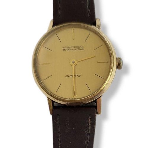 53 - GIRARD-PERREGAUX, A VINTAGE GOLD PLATED LADIES’ WRISTWATCH
Circular gold tone dial marked 'La Chaux ... 