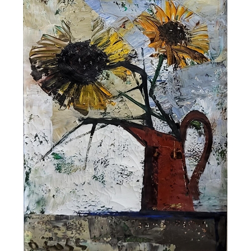 530 - OLIVIER FOSS, B. 1920, A FRENCH MODERNIST SCHOOL OIL ON CANVAS
Still life, sunflowers in a red jug, ... 