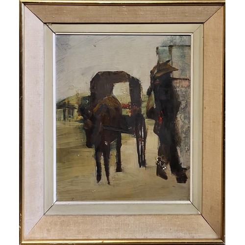 531 - AN EARLY 20TH CENTURY CONTINENTAL SCHOOL (POSSIBLY FRENCH) OIL ON BOARD, PROVINCIAL STREET SCENE
Man... 