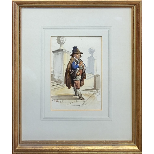 569 - VINCENZO MARCHI, A MID 19TH CENTURY ITALIAN SCHOOL WATERCOLOUR ON PAPER
Study of a provincial boy pl... 