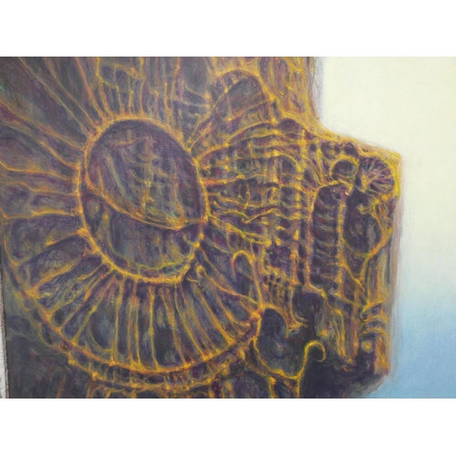 503 - ZDZISLAW BEKSINSKI, 1929 - 2005, POLISH, OIL ON FIBREBOARD
Untitled surrealist apocalyptic landscape... 