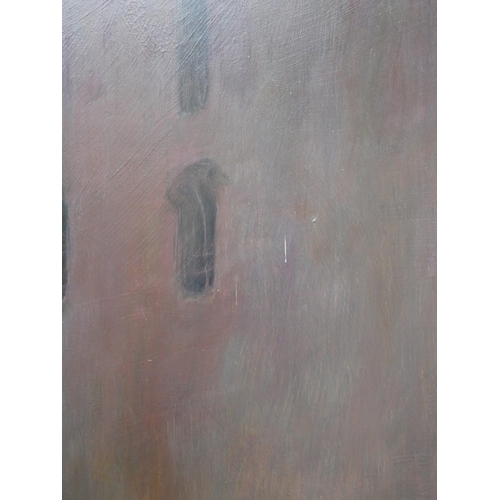 503 - ZDZISLAW BEKSINSKI, 1929 - 2005, POLISH, OIL ON FIBREBOARD
Untitled surrealist apocalyptic landscape... 