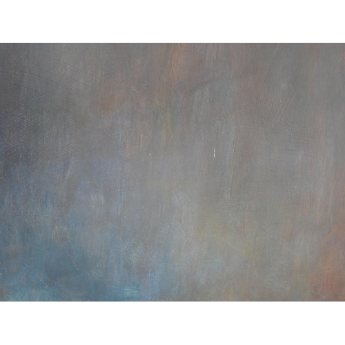 503 - ZDZISLAW BEKSINSKI, 1929 - 2005, POLISH, OIL ON FIBREBOARD
Untitled surrealist apocalyptic landscape... 