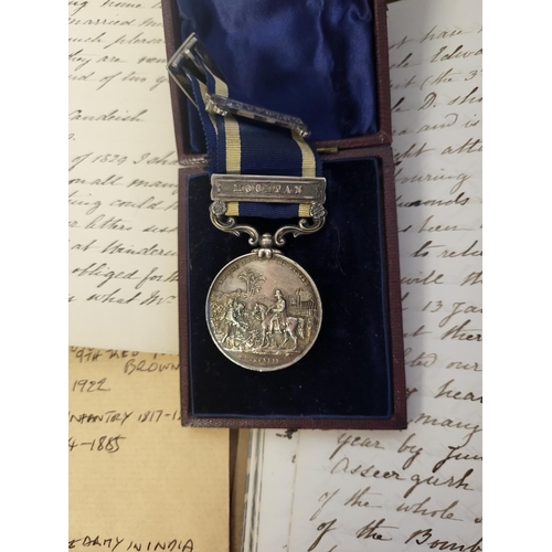 269 - A RARE VICTORIAN SILVER 'BATTLE OF MOOLTAN' WAR MEDAL AND ASSOCIATED EPHEMERA
Awarded to Major John ... 