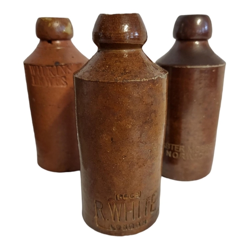 352 - A 19TH CENTURY ENGLISH SALT GLAZED STONEWARE BOTTLES
Various Victorian and later stoneware bottles, ... 