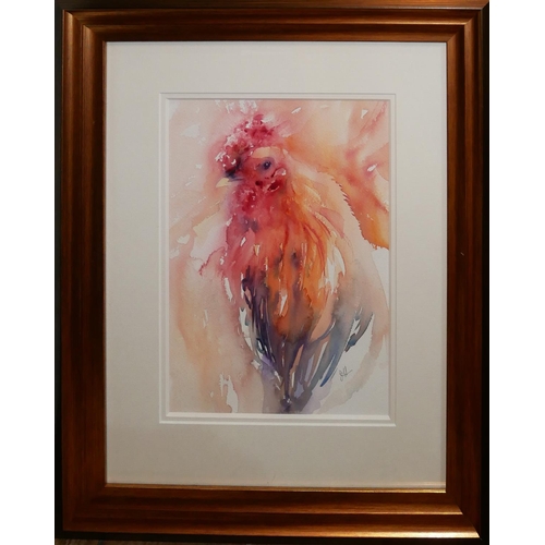 430 - JEAN HAINES, BRITISH, MODERN, WATERCOLOUR 
Cockerel, signed, framed and glazed.
(w 45cm x h 56cm)
 
... 