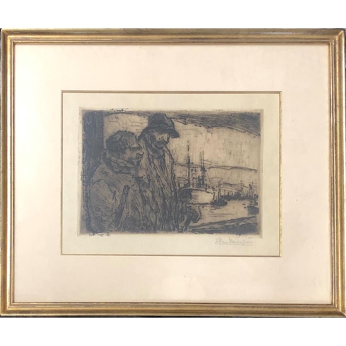 435 - EUGEEN VAN MIEGHEM, 1875 - 1930, ETCHING
Titled ‘Loafers C1920’, signed, mounted, framed and glazed.... 