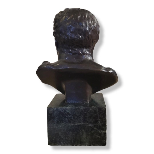 355A - A BRONZE ROMAN EMPORER BUST
On marble base.
(approx overall size 16cm)

Condition: good