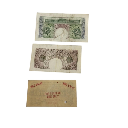 292 - A COLLECTION OF BRITISH TEN SHILLING AND ONE POUND BANKNOTES
To include a forged ten Shilling note, ... 