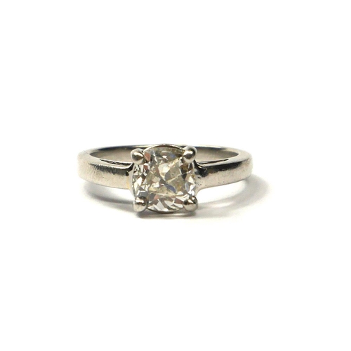 209A - A LARGE WHITE METAL AND DIAMOND SOLITAIRE RING.
(approx diamond weight 1.25ct, UK ring size J½, gros... 