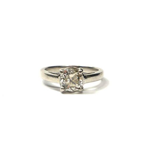 209A - A LARGE WHITE METAL AND DIAMOND SOLITAIRE RING.
(approx diamond weight 1.25ct, UK ring size J½, gros... 