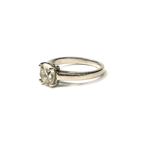 209A - A LARGE WHITE METAL AND DIAMOND SOLITAIRE RING.
(approx diamond weight 1.25ct, UK ring size J½, gros... 