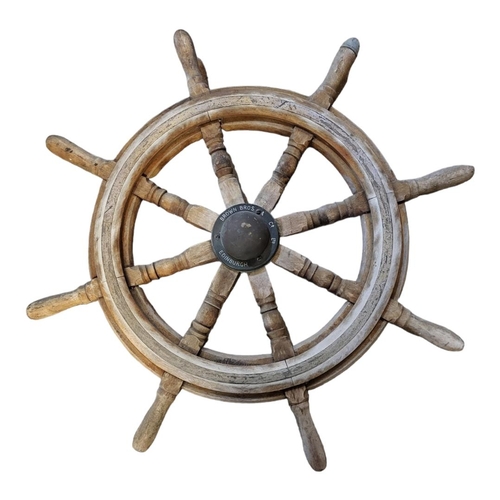 280 - NAVAL INTEREST, BROWN BROS & CO. OF EDINBURGH, A 19TH CENTURY WOODEN SHIP’S WHEEL 
With right spokes... 